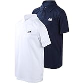 New Balance Boys Polo Shirt - 2 Pack Short Sleeve Performance Golf Shirt for Boys Dry Fit Athletic Collared Tee (Sizes: 8-20)