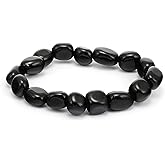 RIYAURA Tourmaline Tumbled Healing Bracelet – 8mm Natural Gemstone Beads, Stretch Elastic Bracelet for Women & Men