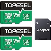 TOPESEL 128GB Micro SD Card 2 Pack with Adapter, High Speed TF Card, Memory Card microSDXC for Camera, Smartphone, Tablet, Dash Cam, Drone, UHS-I, U3, A1, 4K UHD, V30