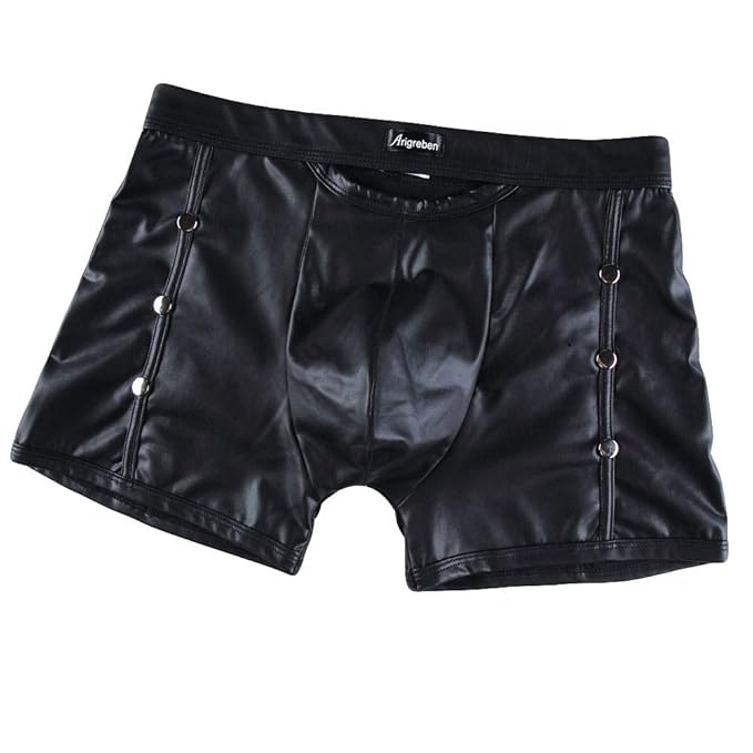 Quaan-Herren Sexy Unterwäsche Lmitation Leder Lackhose Sexy Unterwäsche