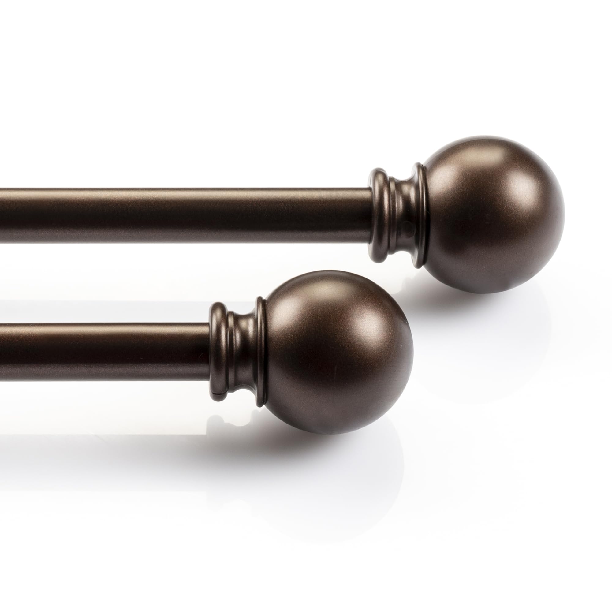 Deco Window Curtain Pole for windows 71 to 122 cm Adjustable 16mm Extendable Drapery Rod with Ball Finials (Brown Oil Rubbed,2 Pc)