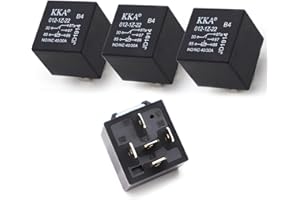 Jewkot Pack-4 Car 5 Pin Relay, 12V 40A Conversion Starting DC Heavy Motor Replacement, PA66 Waterproof Flame Retardant Shell + Pure Copper Coil, Universal for Cars Trucks (Black)