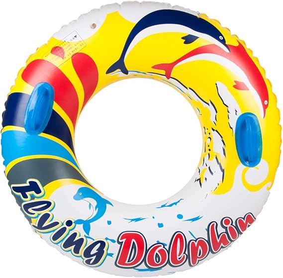 Kyrieval Swim Rings for children Adults Yellow Flying Dolphin Thickened