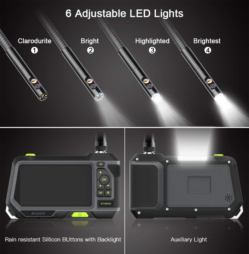 Anykit Dual Lens Endoscope Inspection Camera 5.5MM, 9.8ft/3M Waterproof ...