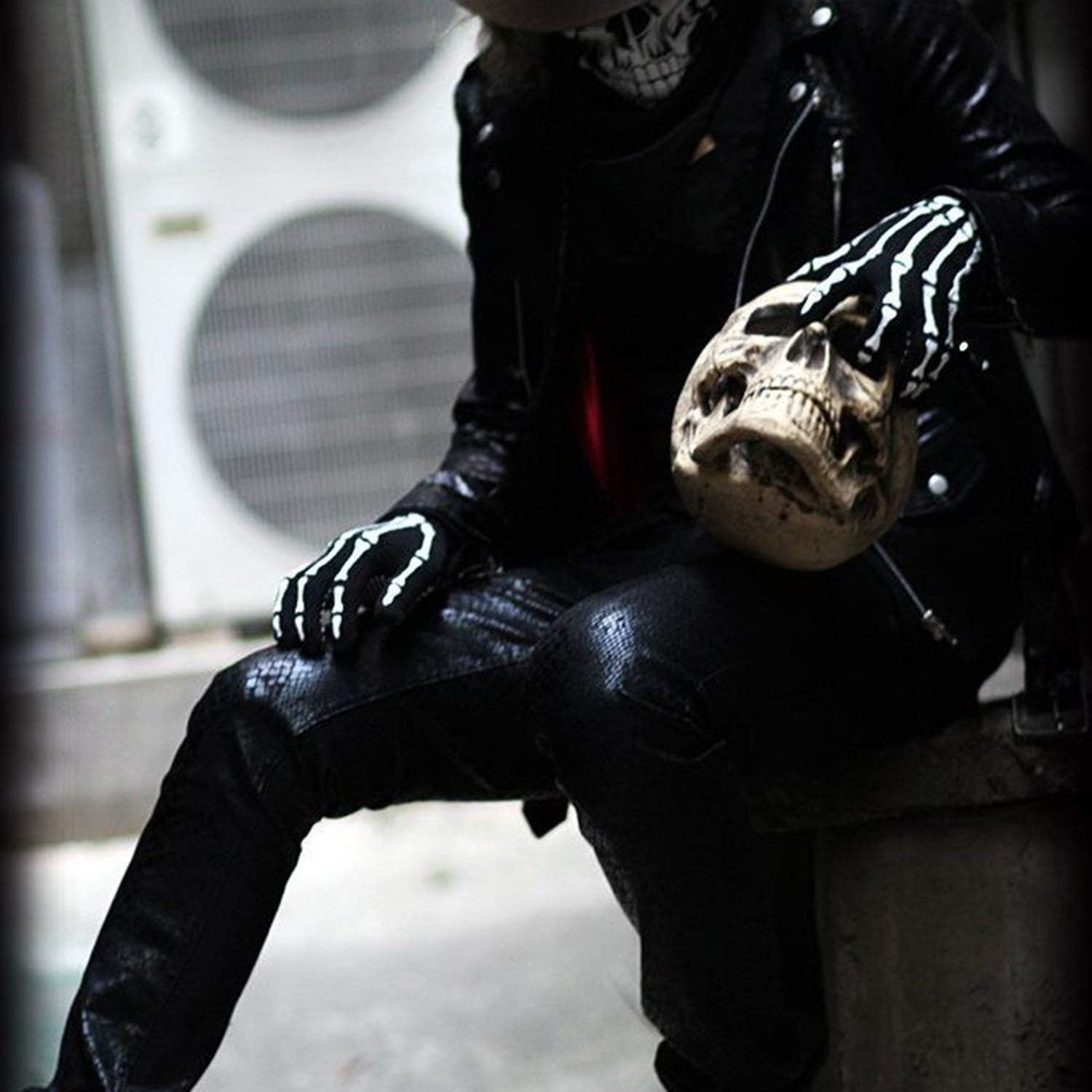 KAIMINGQIAN Halloween Accessories Gloves,Full Finger Skeleton Pattern Gloves: Clothing