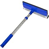 2-in-1 Window Squeegee&amp;Car Squeegee with 15.7"-27.5" Retractable Stainless Steel Handle, Windshield Cleaner Tool for Cars, Trucks, Glass Doors, Shower Glass, Outdoor Windows