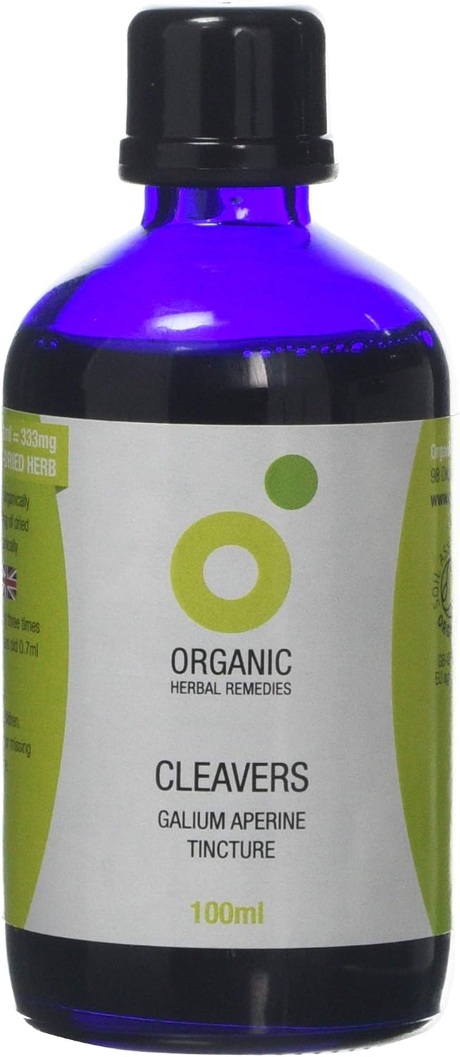 Organic Herbal Remedies 100ml Cleavers Tincture, Blue Bottle, 100 ml (Pack of 1)