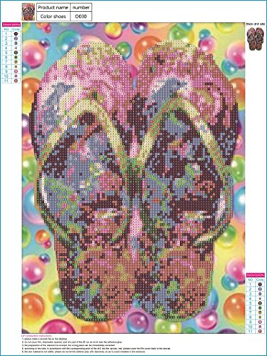 Yeefant Color Slippers Embroidery Paintings No Fading 5D Canvas Rhinestone Pasted DIY Diamond Cross Stitch Home Wall Decor for Bedroom Living Room,12x16 Inch