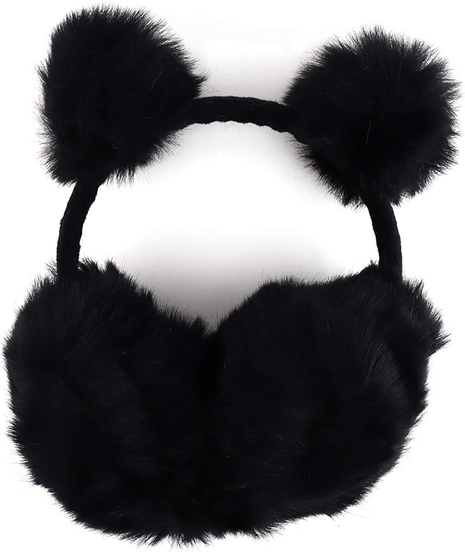 Trendy Apparel Shop Women's Pom Pom Accent Faux Fur Ear Cover Earmuffs