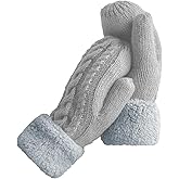 Whiteleopard Women's Winter Gloves Warm Lining - Cozy Wool Knit Thick Gloves Mittens
