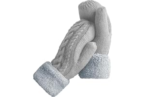 Whiteleopard Women's Winter Gloves Warm Lining - Cozy Wool Knit Thick Gloves Mittens