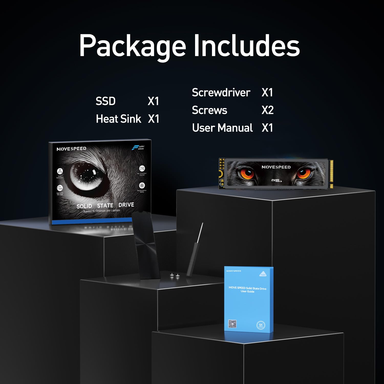 MOVE SPEED HB7450 2TB SSD for PS5 with Heatsink TLC NAND, PCIe 4.0 NVMe M.2 Internal Solid State Drive - Up to 7450MB/s, 3D Storage Expansion Compatible with PS5, Desktops and Laptops