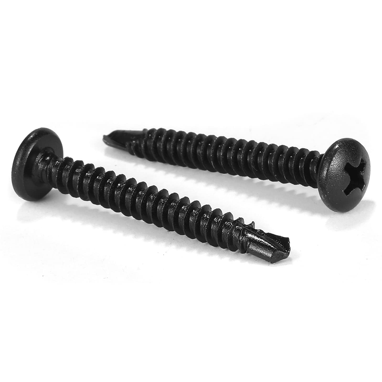 Photo 1 of #10 x 1-1/2" Sheet Metal Screws 100Pcs 410 Stainless Steel Pan Head Tek Screws Fast Self Tapping Screws Black Oxide by SG TZH