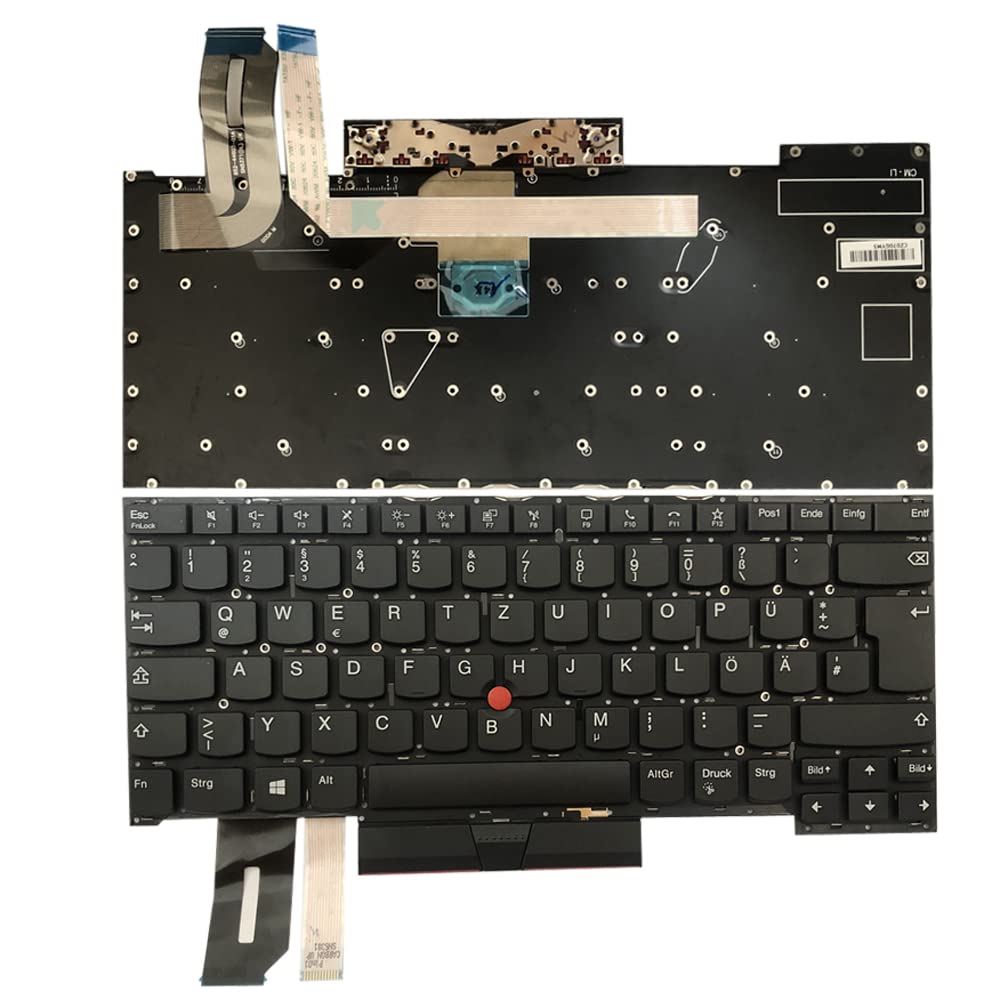 Gintai German Keyboard QWERTZ Backlit for Lenovo Thinkpad T490s 20NX 20NY, T495s 20QJ 20QK, X1 Extreme 1st 2nd Gen, P1 Gen 1 2 SN20S33955 PK131BR1D11 SN1381BL Keyboard Backlit Laptop