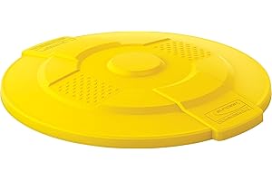 Suncast Commercial TCU44LIDY Utility Trash Can, 25.74" Height, 2.75" Width, 25.74" Length, Plastic, Yellow