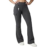 HOTSUIT Cargo-Yoga-Pants for Women 6 Pockets Stretch Work Trouser Adjustable High Waist Leggings Office Casual Travel 29''