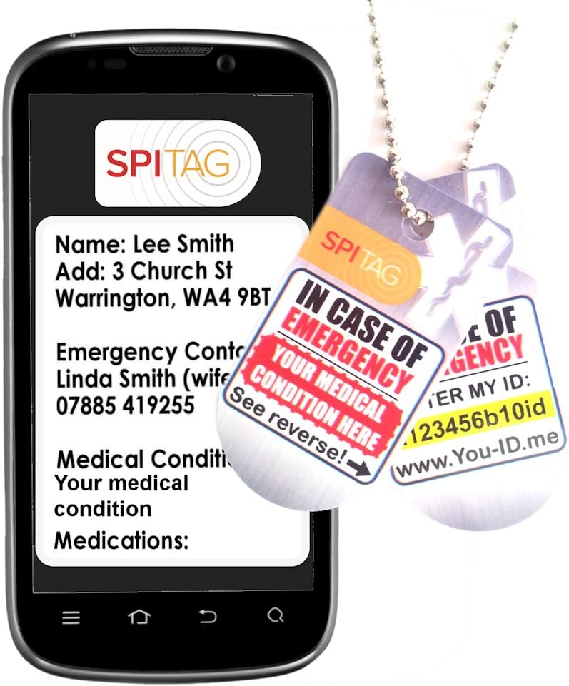 Shellfish Allergy Medical ID and Alert Necklace. Dog Tag Talisman Gives Paramedics Fast Access to ID, Specific Allergies, Medications, Emergency Contacts Specific Instructions, (Shellfish Allergy)