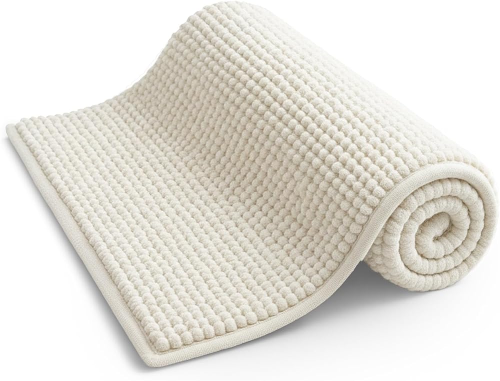 KEPLIN Non Slip Microfibre Bath Mat 40x60cm White Soft Quick Dry