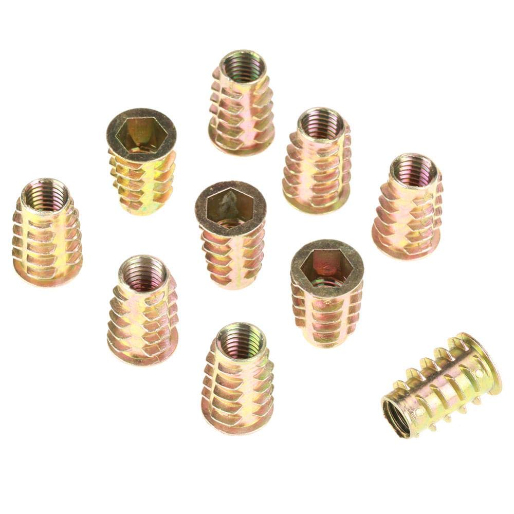 10pcs M10×25mm Zinc Alloy Furniture Hex Drive Head Nut Threaded for Wood Insert Threaded Interface Screws