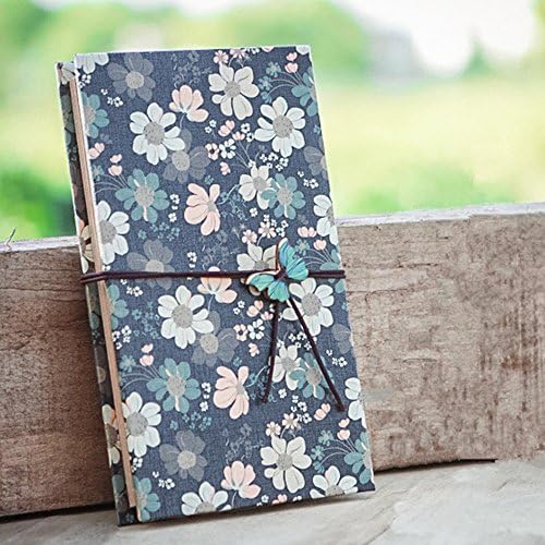 Duolaisu DIY Handmade Cloth Hardcover Kraft Paper Retro Accordion Style Photo Album 8.5x4.5Inch, Holds 4 x 6Inch Photos,One Self-adhesive Photo Corners