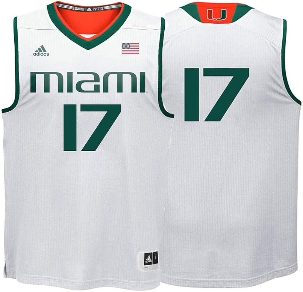 adidas Miami Hurricanes NCAA 17 White Replica Basketball Jersey (S