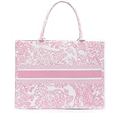 FENGJINRUHUA Fashion Luxury Tote Bag Cotton Linen Handbag Large Capacity Jacquard Retro Exquisite