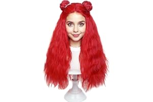 Wiggy Mermaid Princess Red Wig 50 cm Long Red Curly Wig Pre-styled Bun for Halloween Rise Costume Cosplay