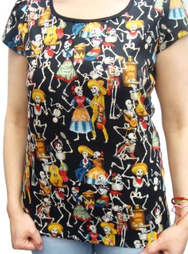 US Handmade Fashion DAY OF THE DEAD T-SHIRT, MEDUIM SIZE: TOP-M 1001