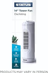 Status 14 Inch Tower Fan with 3 Speed Settings Oscillating Slim White view 7