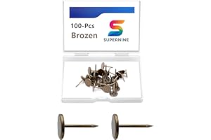 SUPERNINE Brozen Thumb Tacks, Multipurpose Upholstery Nails, Decorative Nail Heads, and Wall Tacks for Secure Fixing & DIY Projects, 100Pcs