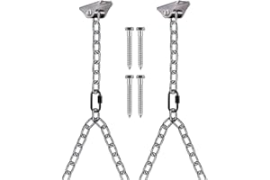BeneLabel Set of 2 Heavy Duty Porch Swing Hanging Chain Kit, Hammock Chair Hardware for Indoor Outdoor Playground Hanging Chair Hammock Chair Punching Bags, 4 Screws for Wooden, 1000LB Capacity, 81"