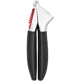 OXO Good Grips Garlic Press, Easy to squeeze &amp; Self Cleaning Tool, Black | Garlic Crusher for Unpeeled Cloves, Soft Non-Slip Handle, Die-Cast Zinc for Durability, Built-in Cleaner, Dishwasher safe