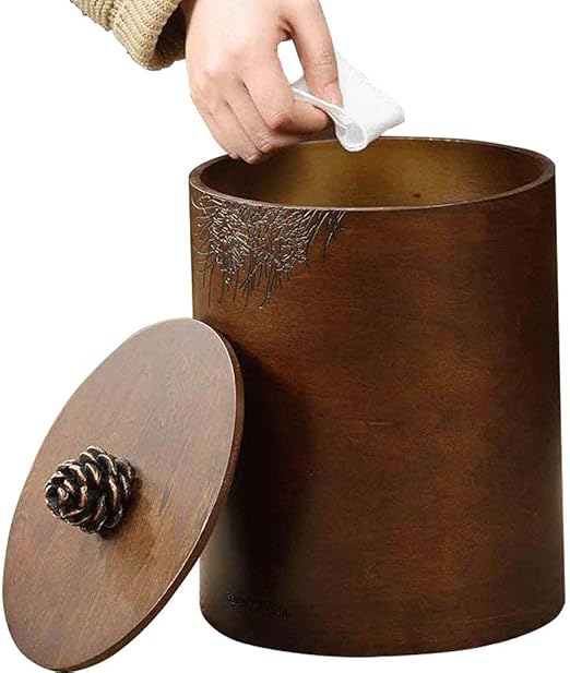 TJLMZ Cubo de la Basura del diseño de Madera torched marrón Oscuro/Bote