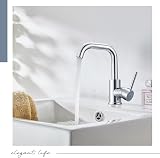 Peppermint Mono Basin Mixer Tap Chrome 360° Swivel Swan Neck Bathroom Sink Taps view 5