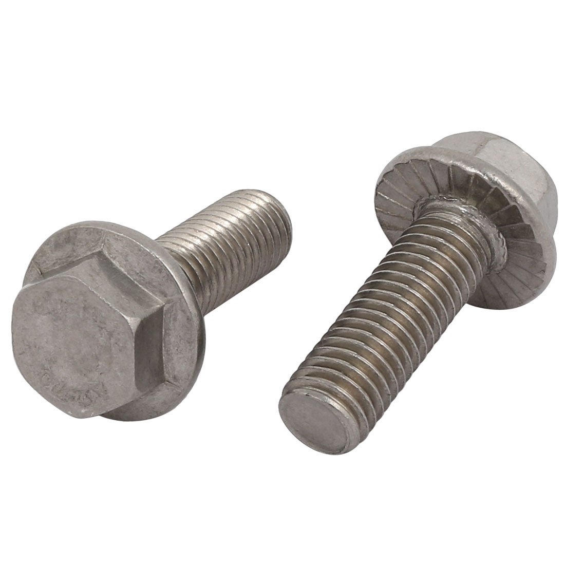 Sourcingmap 2Pcs M10 x 30mm Thread 304 Stainless Steel Hex Serrated Head Flange Screw Bolt