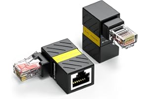 2 Pack Cat6 Ethernet Extenders 360 Degree Rotation, Cat5 Cat6 Extension Adapter 90 Degree Right Angle Network LAN RJ45 Male t