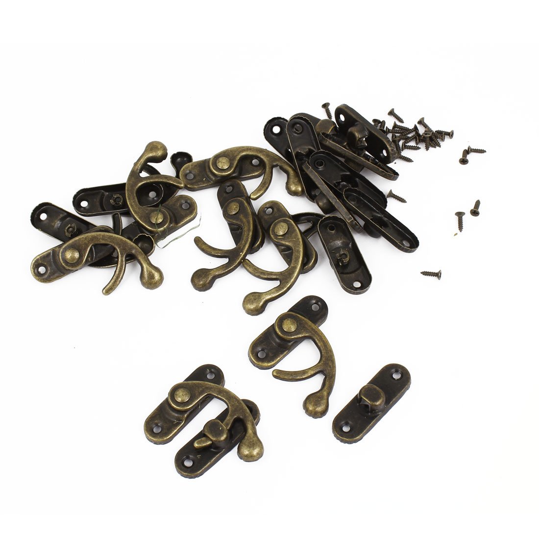 sourcingmap Right Latch Hook Antique Wood Box Hasp Catch Decor 10 Pcs Bronze Tone