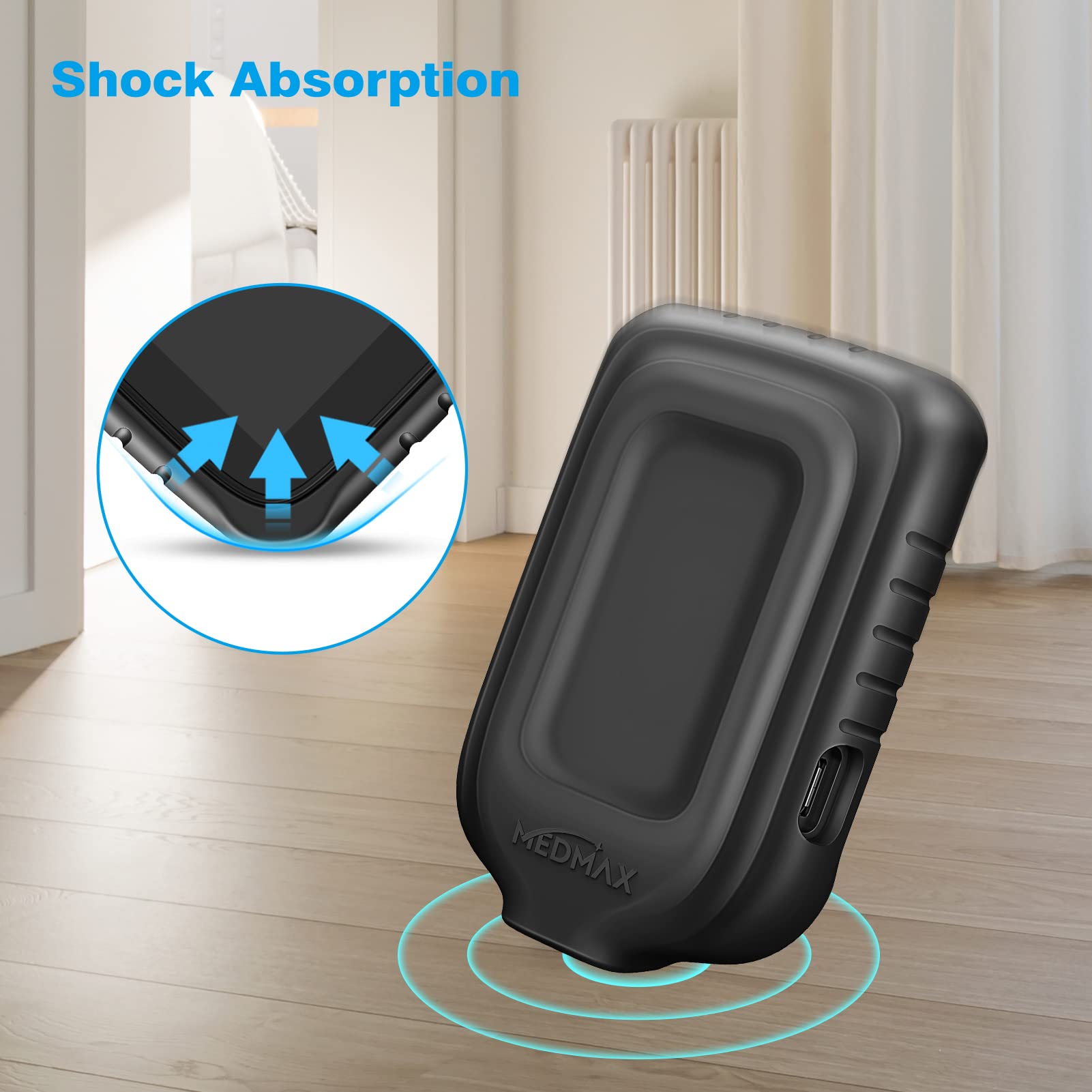 MEDMAX Silicone Case for Freestyle Libre 3 2 / Libre Reader, Lightweight Shockproof Anti Slip Protective Cover Soft Gel Skin with Raised Bezel (Black)