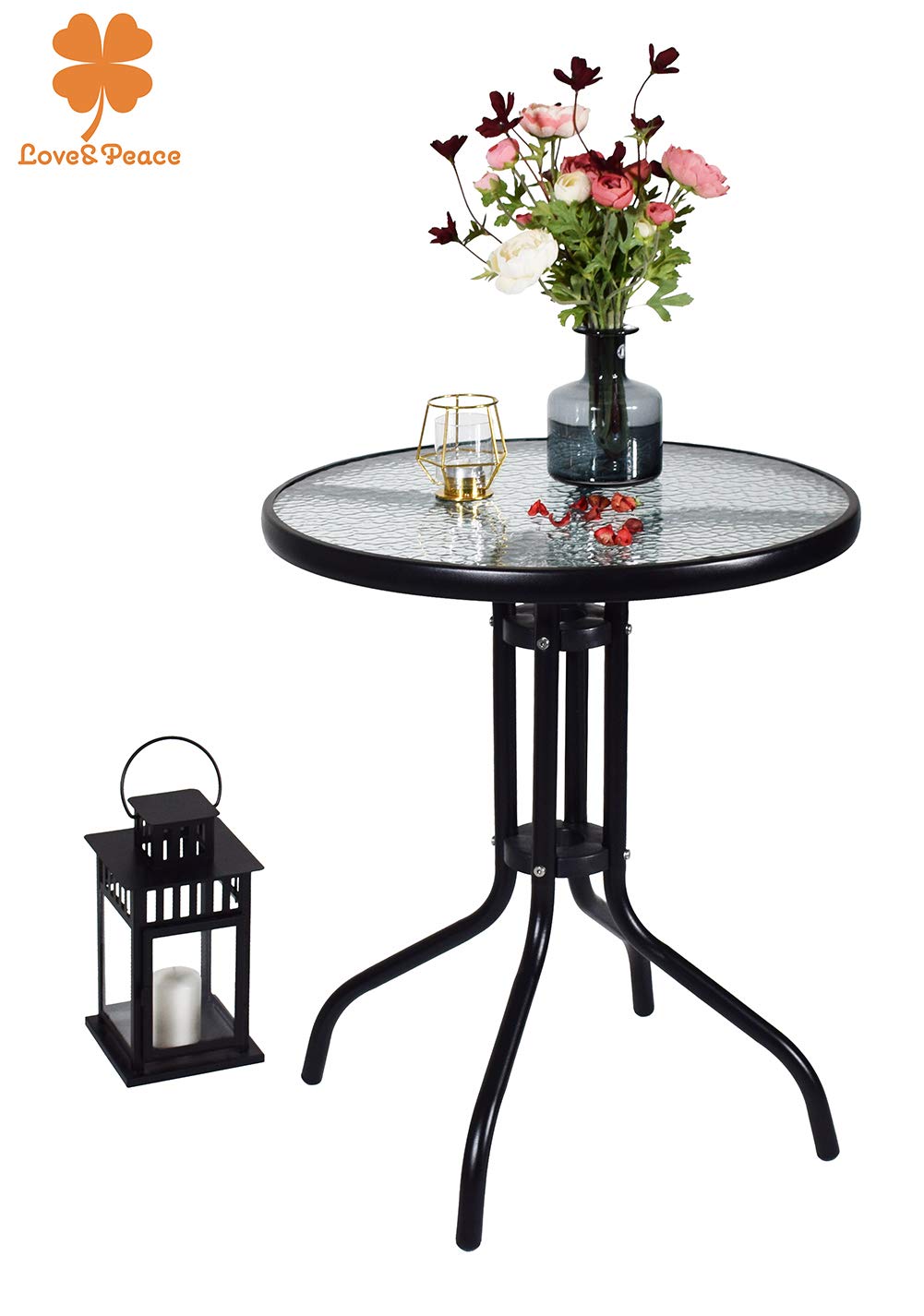 Buy Love & Peace 24" x 24" Outdoor Bistro Table Metal Round Patio Side
