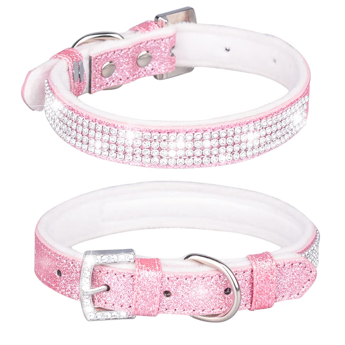 Yiwong Shiny Rhinestone Cat Dog Collar Necklace for Dogs and Cats with Rhinestones, Korean Wool Bling Glitter Rhinestone Dog Collar