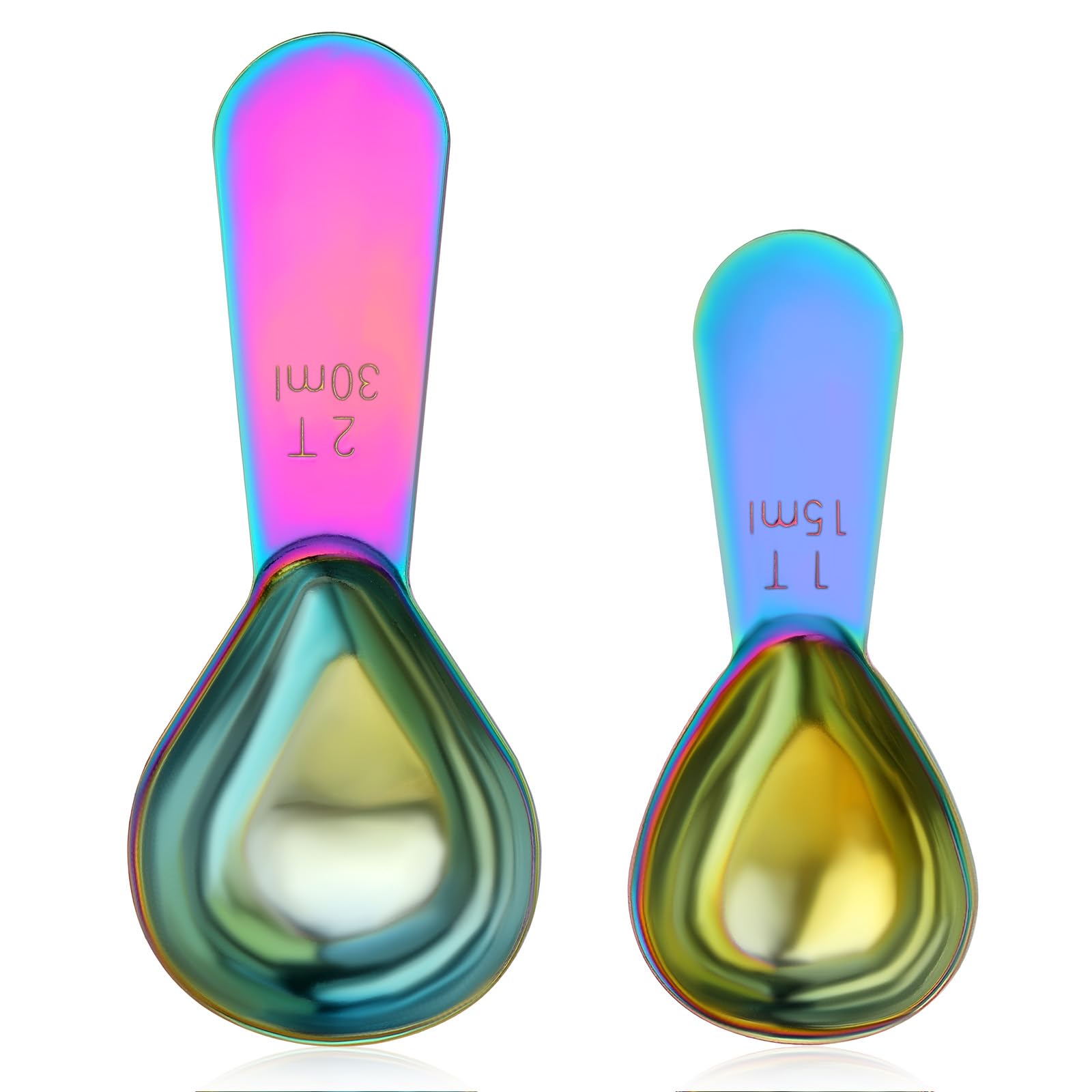 Dimeho 2 Pcs Stainless Steel Coffee Scoop, 1 Tablespoon 2 Tablespoon Measuring Spoon Multi-Purpose Coffee Scoops Short Handle Tablespoons for Coffees Tea Sugar Flour Jars