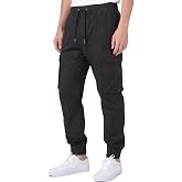 ITALYMORN Mens Casual Khaki Joggers - Cotton Twill Work Cargo Pants | Pre-shrunk work cargo joggers,6 Big and deep utility pockets,elastic waist &amp; 3D crotch,Student everyday wear,jogging,hiking