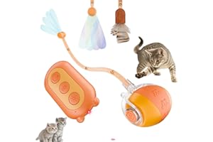 New Fi Smart Interactive Cat Toy Ball with Remote Control & Sound | Motion-Activated Automatic Cat Toy with 2 Elastic Tails, Red Dot & Find Function for Indoor Cats & Kittens