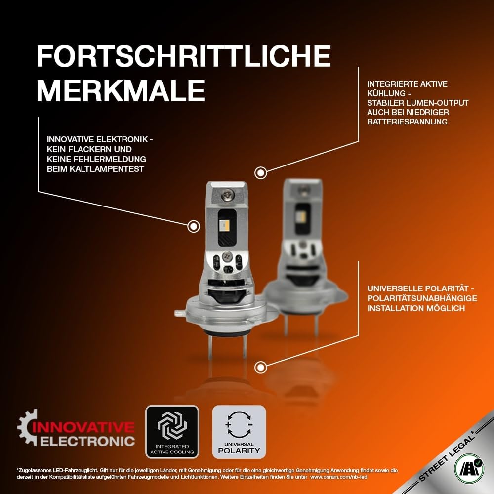 OSRAM NIGHT BREAKER LED SPEED H7 450, LED-Fern- und Abblendlicht mit Straßenzulassung, bis zu 450% mehr Helligkeit, 6000K,schnelle Installation, kein mechanisches Zubehör notwendig, LEDEC02 integriert 7