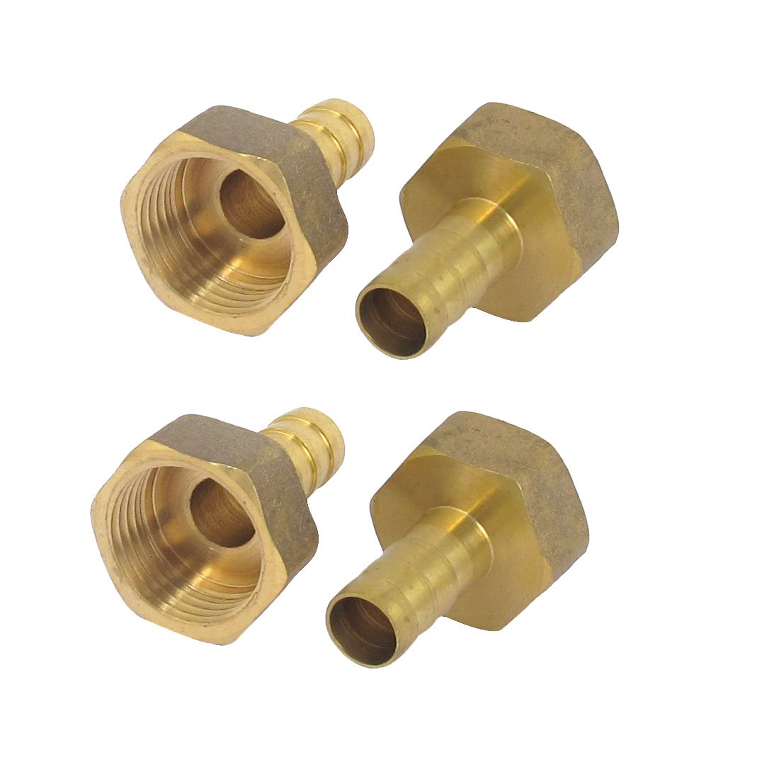 Sourcingmap 1/2BSP Female Thread 10mm Dia Brass Hose Barb Coupler Connector 4Pcs