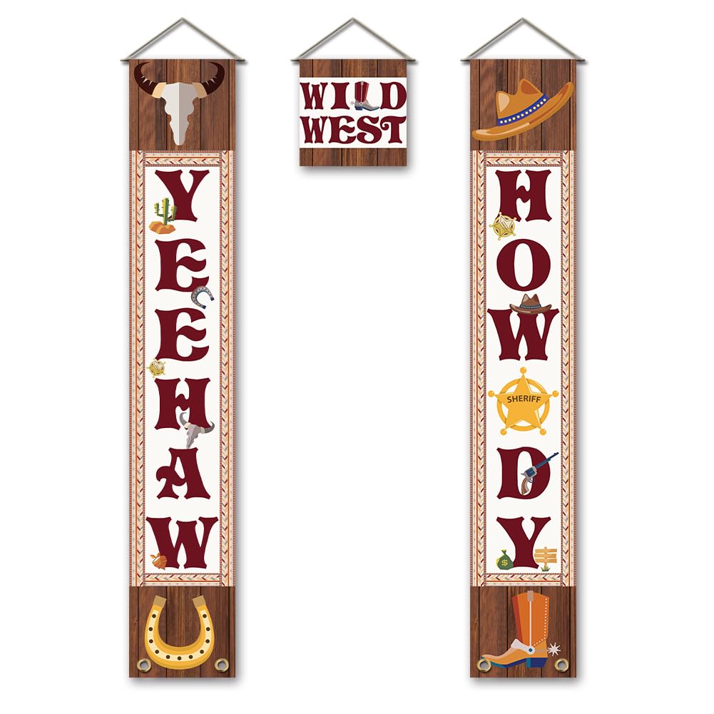 SUPERDANT Western Party Decor Signs Welcome to the Wild West Banner Cowboy Porch Wild West Sign Welcome Cowboy Banner Hanging Decoration for Western Howdy Party Door