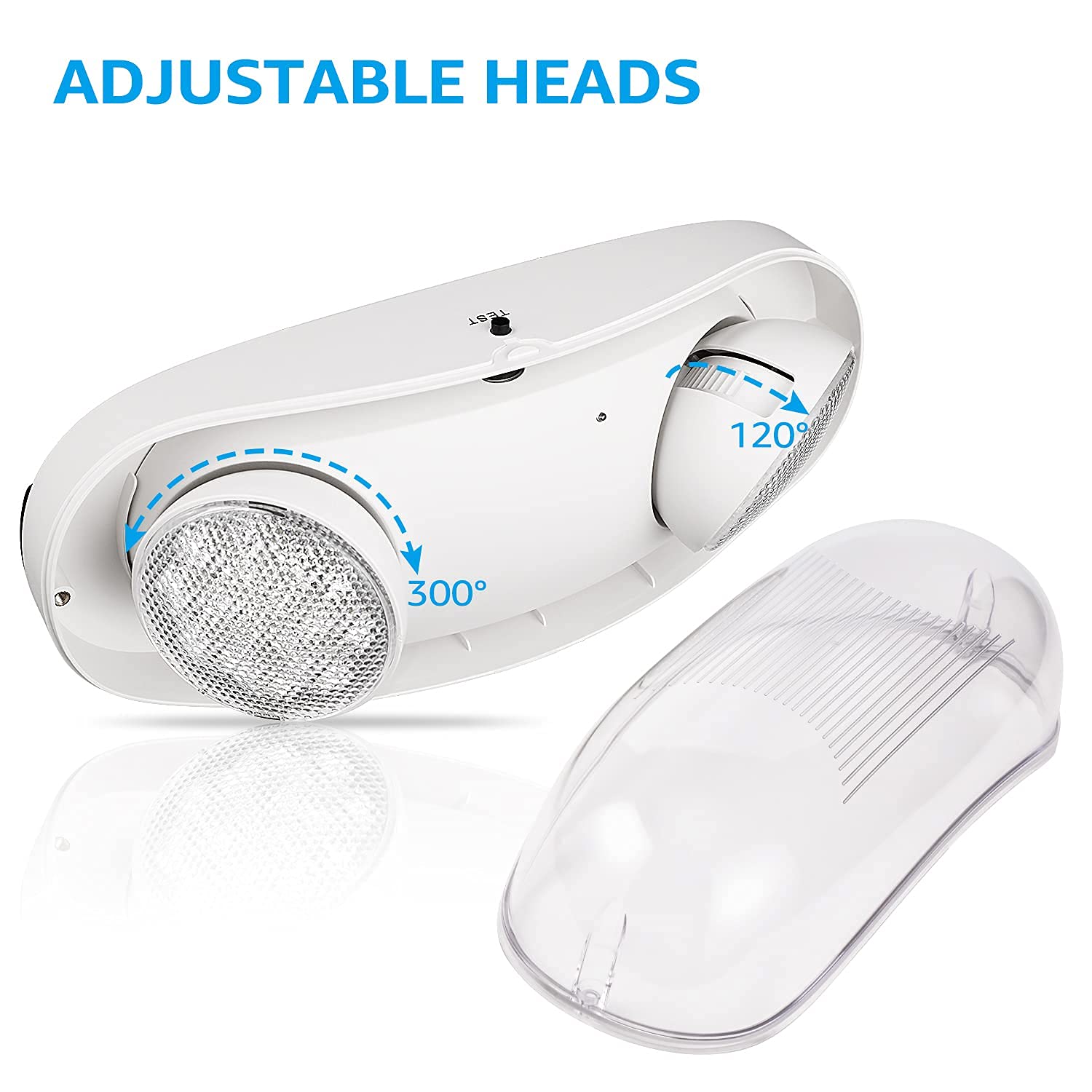 LEONLITE LED Emergency Lighting, Wet Location Emergency Light with Battery Backup, Commercial Exit Lights for Business, 2 Adjustable Heads, UL &FCC Listed, 120/277V, White, Pack of 2