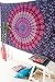Folkulture Set of 2 Boho Wall Tapestry or Bohemian Mandala Tapestry Wall Hanging, Hippie Indian Beach Blanket or Mandala Tablecloth, Large Yoga Mat for Meditation - Twin Size, 55x85, Blue and Pink