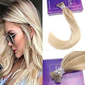 Laavoo 14 Inch I Tip Keratin Fusion Hair Extensions Balayage Ombre