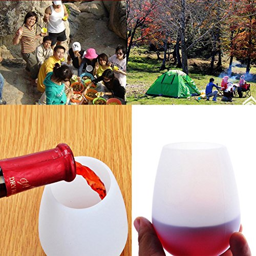DEWEL Silicone Wine Glasses Set of 4 Outdoor Wine Glasses Unbreakable